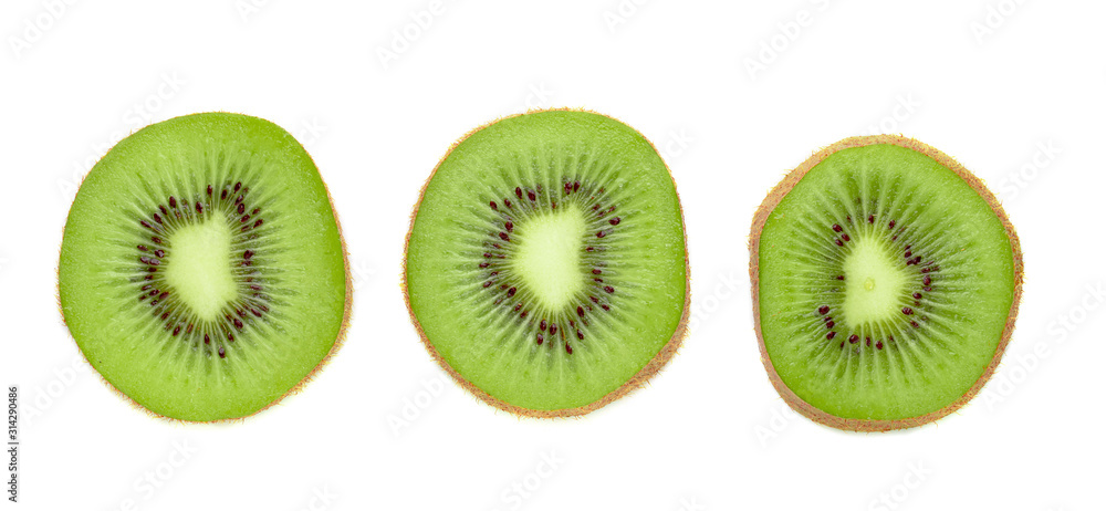 Half and Slice kiwi fruit isolated on white background. Half and Slice kiwi fruit isolated on white background.