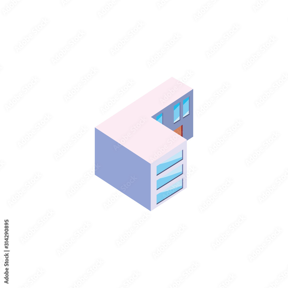 Isolated isometric white city building vector design Isolated isometric white city building vector design