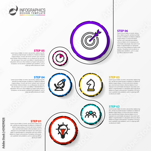 Infographic design template. Timeline concept with 6 steps
