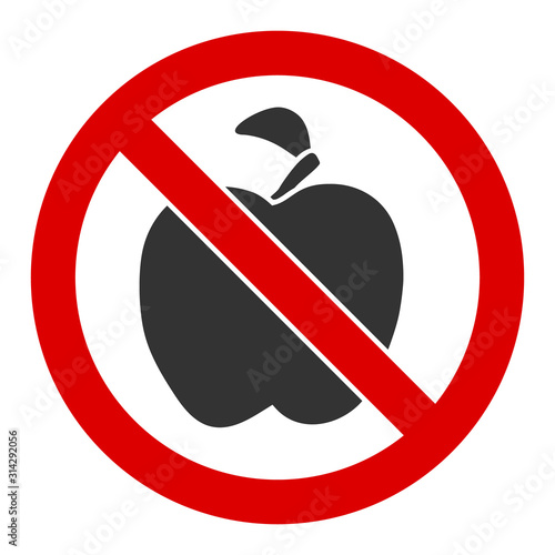 No apple fruit vector icon. Flat No apple fruit symbol is isolated on a white background.