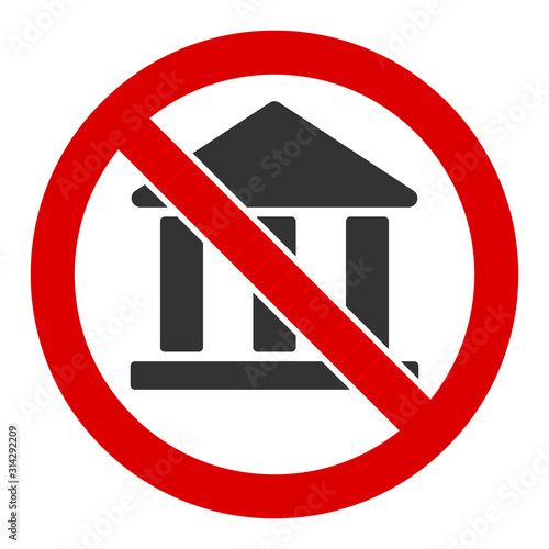 No bank building vector icon. Flat No bank building pictogram is isolated on a white background.