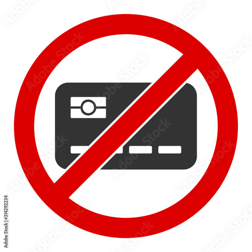 No banking card vector icon. Flat No banking card pictogram is isolated on a white background.