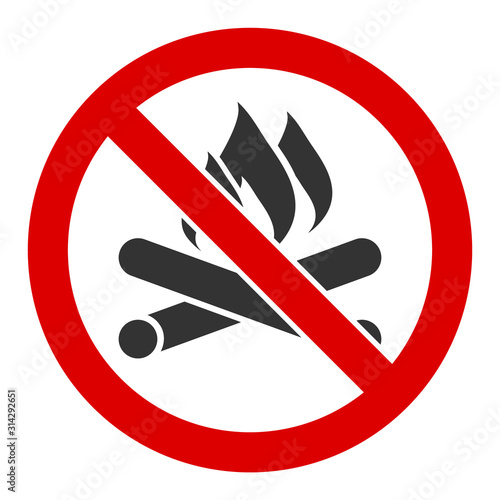 No campfire vector icon. Flat No campfire pictogram is isolated on a white background.