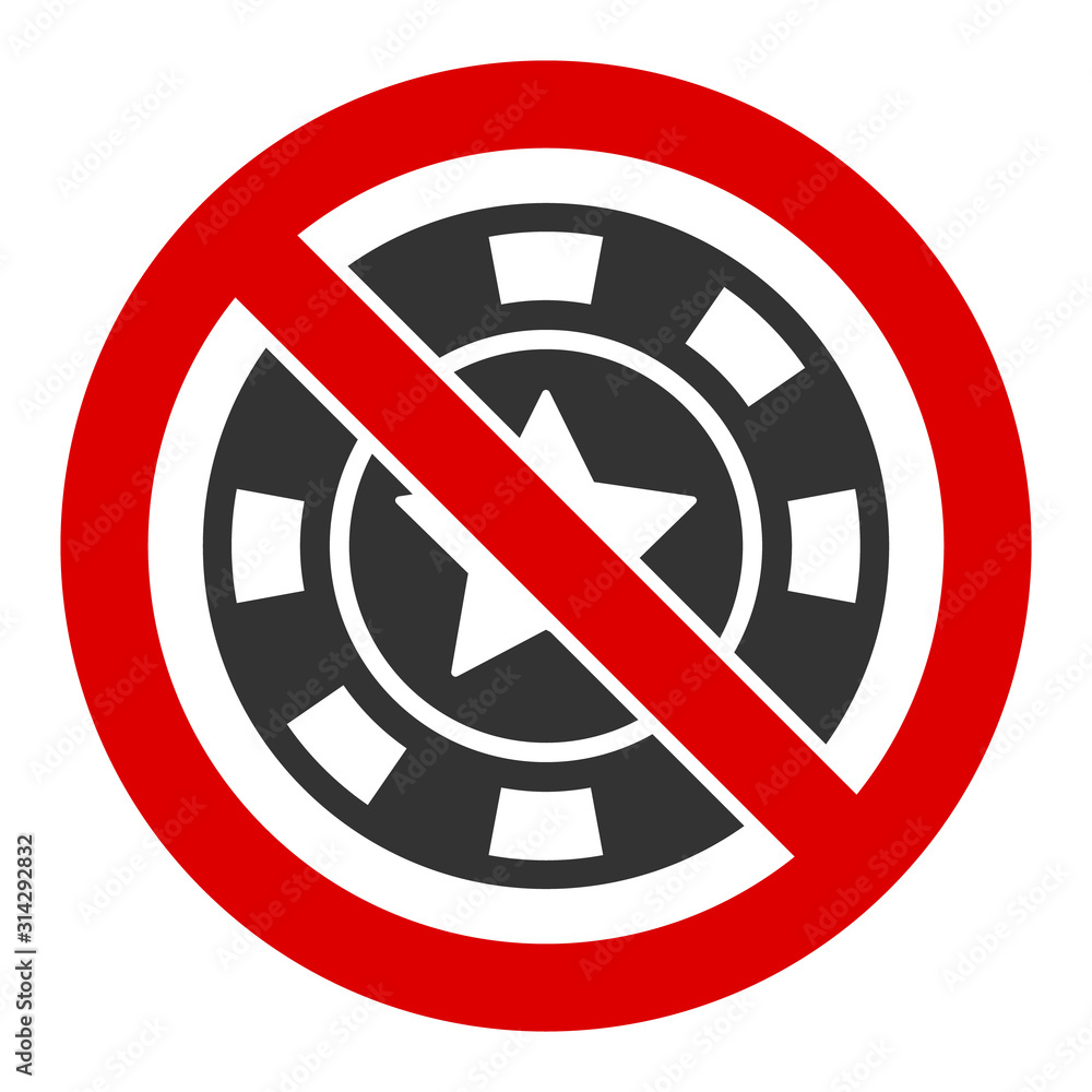 No casino vector icon. Flat No casino symbol is isolated on a white background. No casino vector icon. Flat No casino symbol is isolated on a white background.