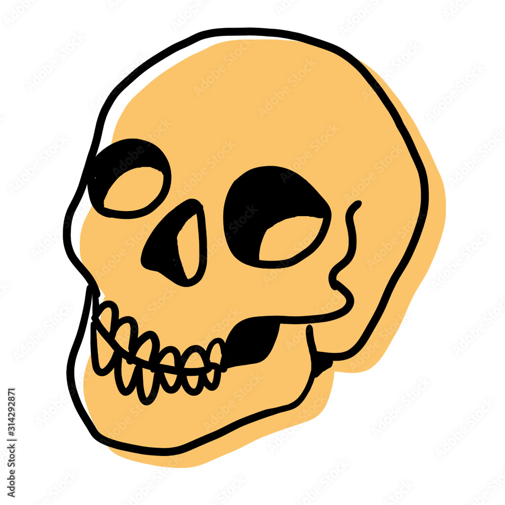 vector illustration of skull- yellow