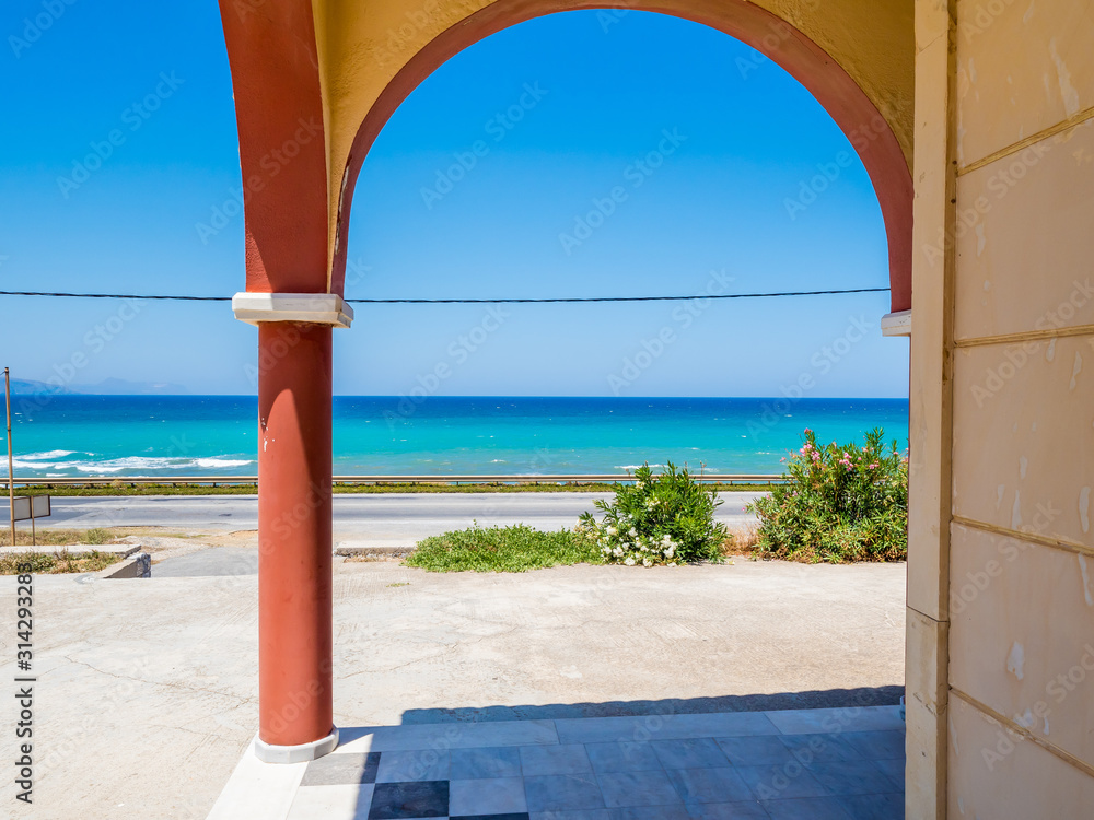 Naklejka premium Orthodox church near Petres, Rethymno, Crete island in Greece.
