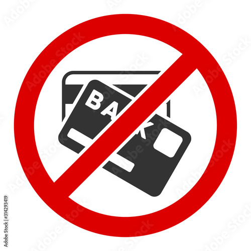 No credit cards vector icon. Flat No credit cards pictogram is isolated on a white background.
