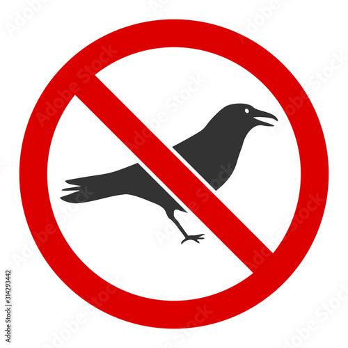 No crow vector icon. Flat No crow pictogram is isolated on a white background.