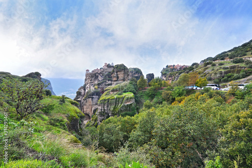 Obraz na plátně scenery of Meteora Thessaly Greece - huge rocks with old Orthodox monasteries