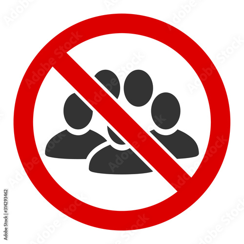 No crowd vector icon. Flat No crowd symbol is isolated on a white background.
