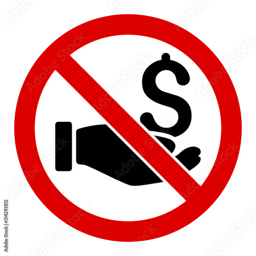 No donation vector icon. Flat No donation pictogram is isolated on a white background.