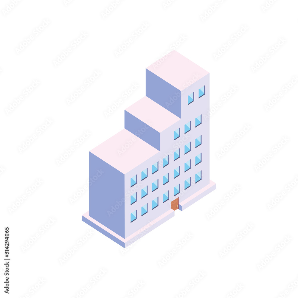 Isolated isometric white city building vector design Isolated isometric white city building vector design