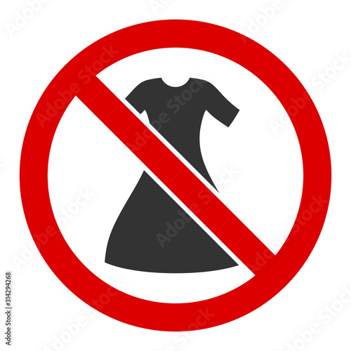 No female dress vector icon. Flat No female dress symbol is isolated on a white background.