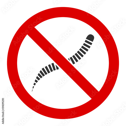 No helminth worms vector icon. Flat No helminth worms symbol is isolated on a white background.