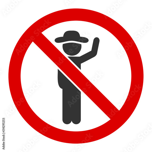 No hitchhiking vector icon. Flat No hitchhiking symbol is isolated on a white background.
