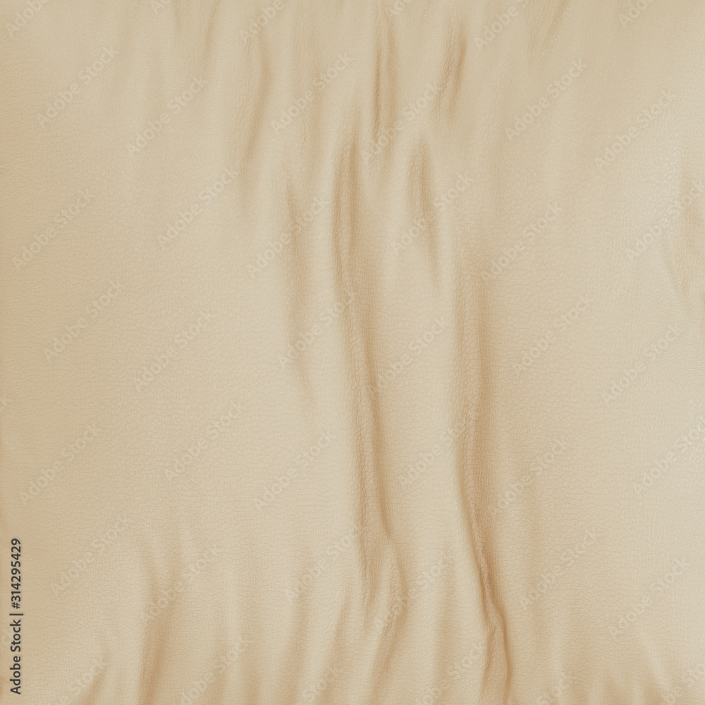 Obraz premium Soft leather textured folds background panel of beige color. 3d rendering
