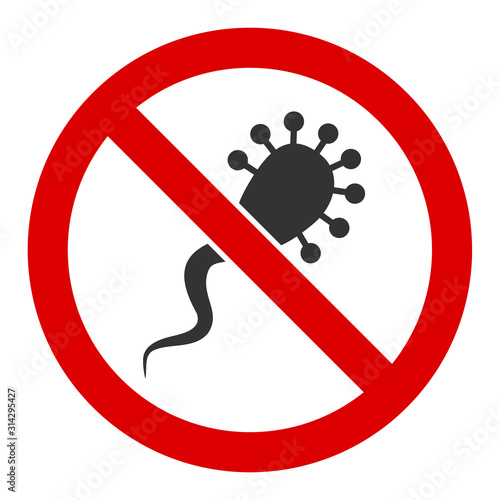 No infection vector icon. Flat No infection symbol is isolated on a white background.