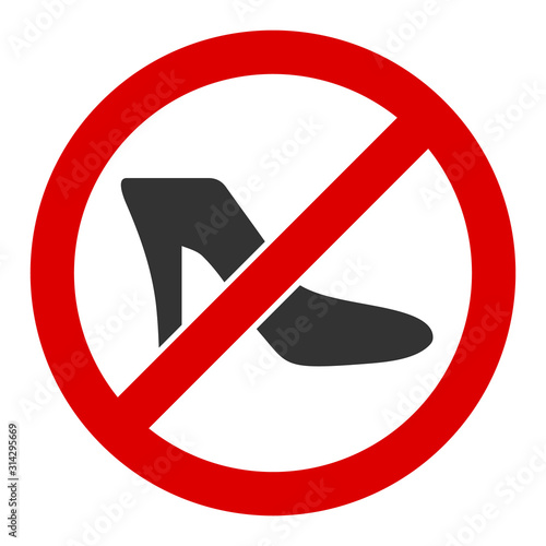 No lady shoe vector icon. Flat No lady shoe pictogram is isolated on a white background.