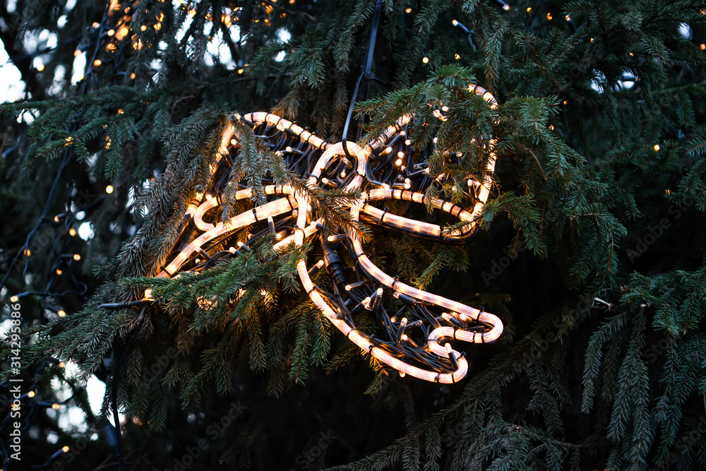 White christmass tree light decoration. White christmass tree light decoration.
