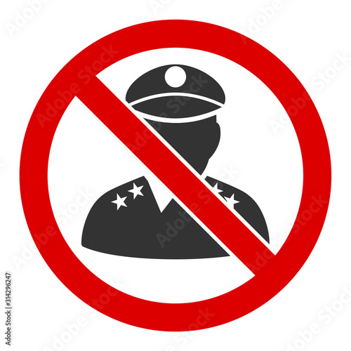 No military officer vector icon. Flat No military officer pictogram is isolated on a white background.