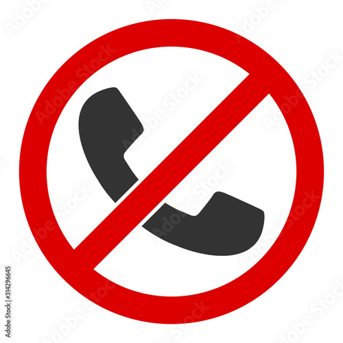 No phones vector icon. Flat No phones pictogram is isolated on a white background.