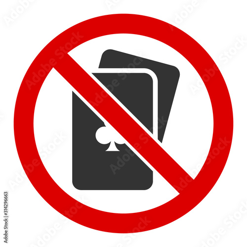 No playing cards vector icon. Flat No playing cards pictogram is isolated on a white background.