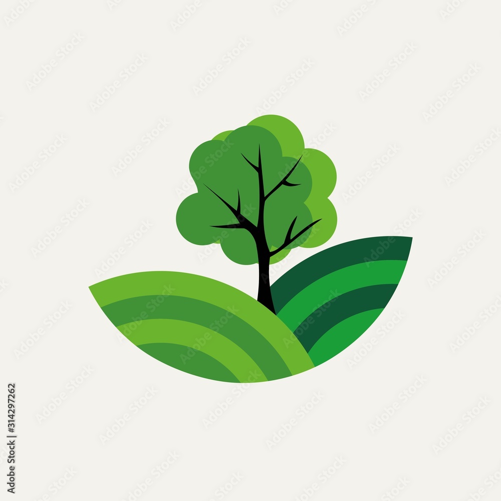 Tree icon concept of a stylized tree with leaves Tree icon concept of a stylized tree with leaves