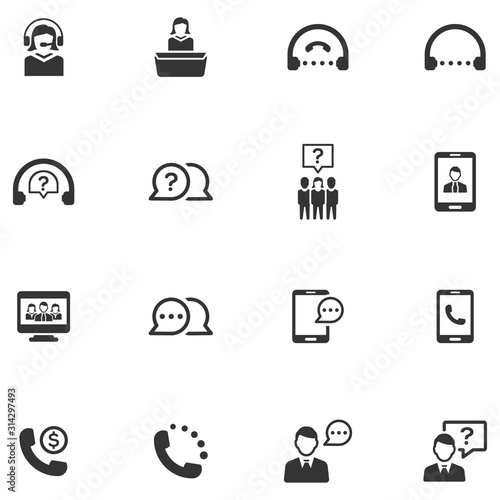 Customer support icon set - Grey Version