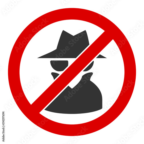 No spy vector icon. Flat No spy symbol is isolated on a white background.