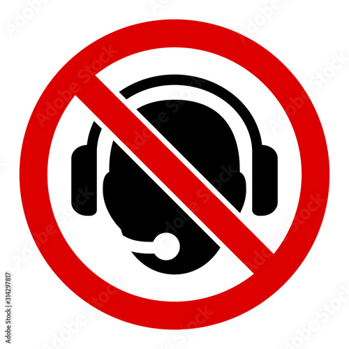 No support operator vector icon. Flat No support operator symbol is isolated on a white background.