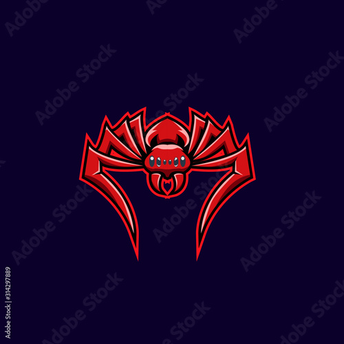 red spider sport logo design illustration