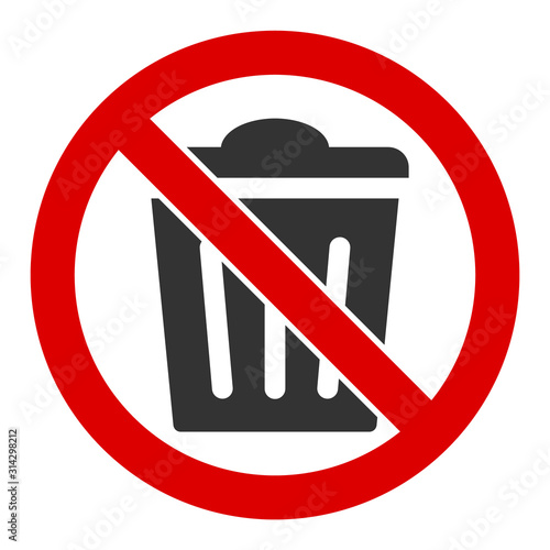 No trash can vector icon. Flat No trash can symbol is isolated on a white background.