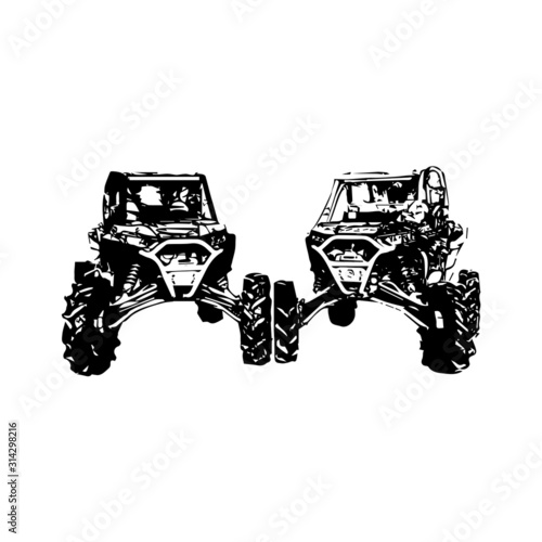 Offroad truck distorted design illustration