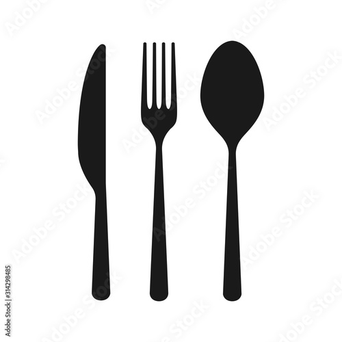 Vector cutlery set. Fork, knife. Flat style. photo
