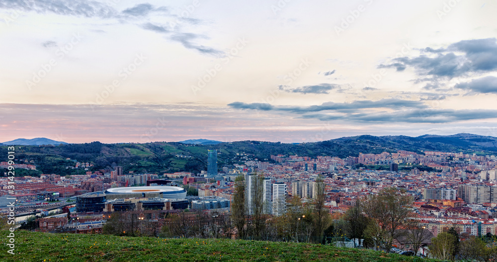 view of the city of bilbao from the mountains