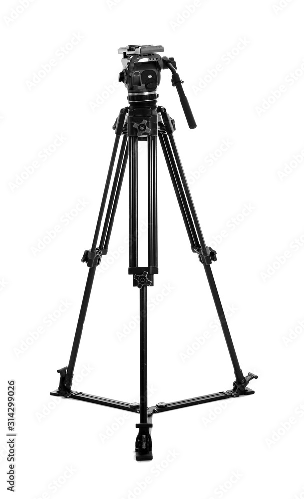 Modern tripod for video camera isolated on white Modern tripod for video camera isolated on white