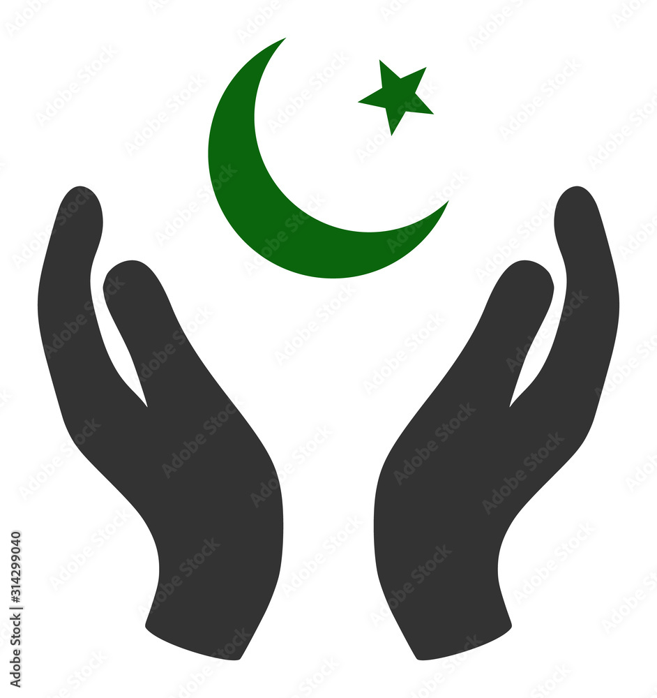 Praying muslim hands vector icon. Flat Praying muslim hands symbol is isolated on a white background. Praying muslim hands vector icon. Flat Praying muslim hands symbol is isolated on a white background.
