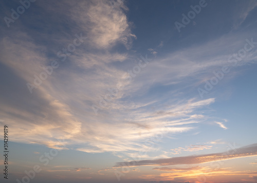 Fototapeta Naklejka Na Ścianę i Meble -  Natural Sunset Sunrise Over sea. Bright Dramatic Sky .Landscape Under Scenic Colorful Sky At Sunset Dawn Sunrise. Sun Over Skyline, Horizon. Warm Colours.