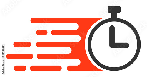 Rush stopwatch vector icon. Flat Rush stopwatch symbol is isolated on a white background.