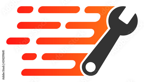 Rush wrench vector icon. Flat Rush wrench symbol is isolated on a white background.