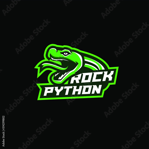 head python snake sport logo design 