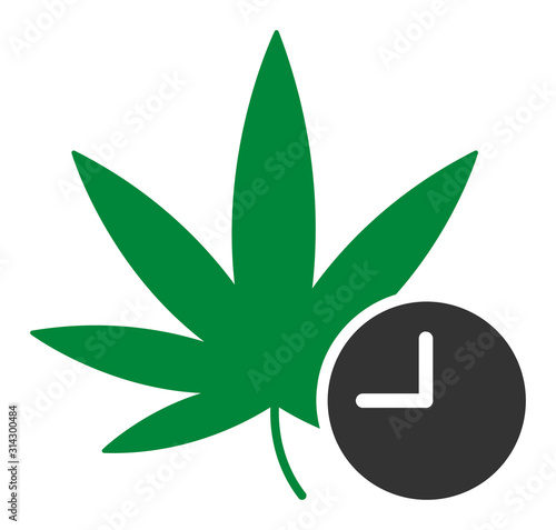 Weed time vector icon. Flat Weed time pictogram is isolated on a white background.