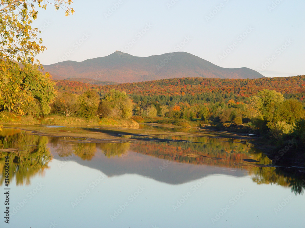 Jay peak and Missisquoi River during fall foliage Jay peak and Missisquoi River during fall foliage