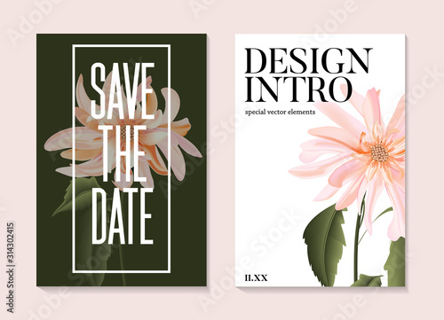 Delicate tender flower bloom on wedding text invitation. Soft rose watercolor floral art save the date card, greeting design, bridal shower graphics, holiday planner template with lettering