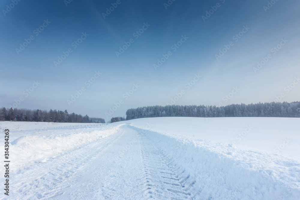 winter landscape with the road in the snow winter landscape with the road in the snow