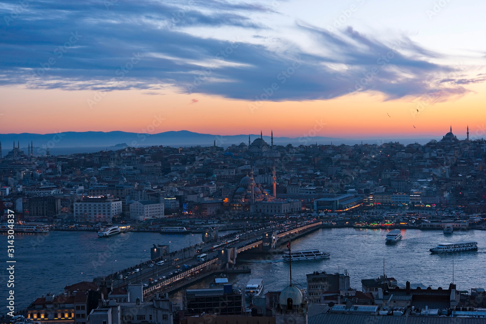 Galata Bridge at Sunset, Istanbul Bosphorus Galata Bridge at Sunset, Istanbul Bosphorus
