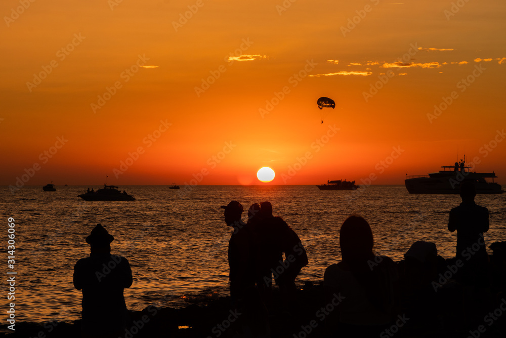 silhouette of people at sunset-ibiza