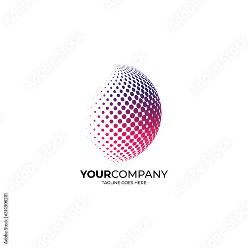 Globe icon logo with colorful dots. Earth logo template.