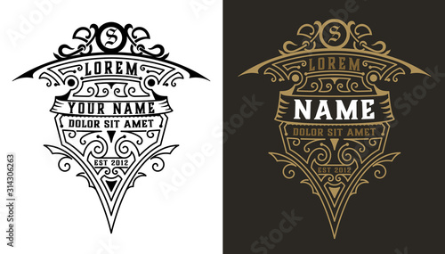 Vintage template logo with floral elements