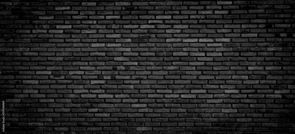 Black brick floor and wall backgrounds, brick room, interior texture